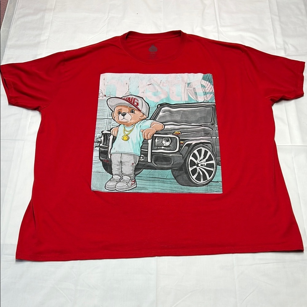 Launder red adult graphic tee hustle 5XL short sleeve crew neck